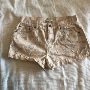 Forever 21 Blush Floral Patterned Jean Shorts